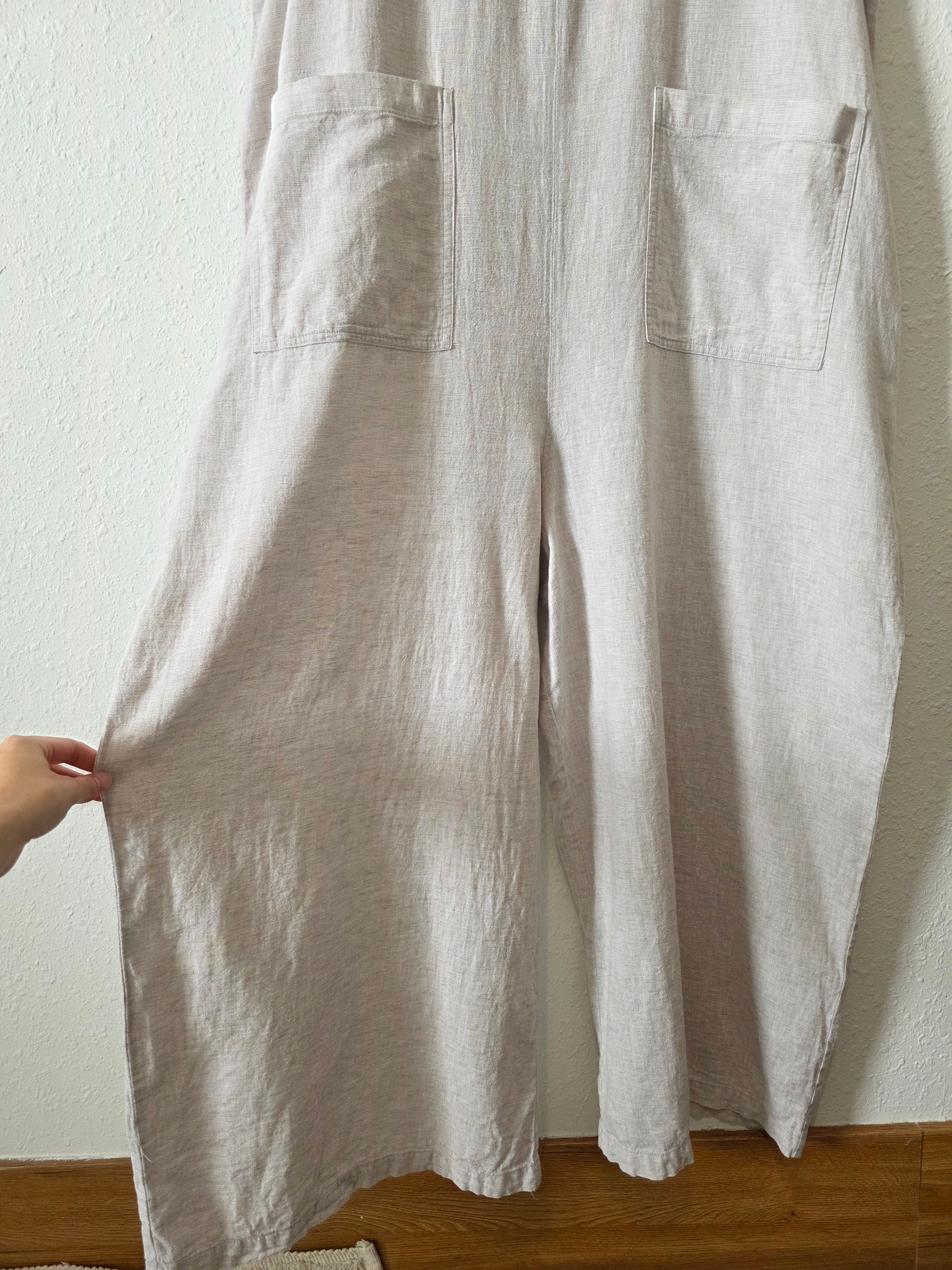 Lou & Grey Linen Cotton Wide Leg Jumpsuit (XXL)