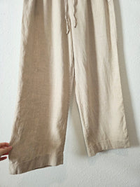 Oat Wide Leg Linen Pants (L)