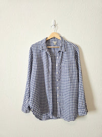 LL Bean Gingham Linen Button Up (M)