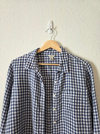 LL Bean Gingham Linen Button Up (M)