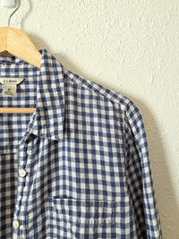 LL Bean Gingham Linen Button Up (M)