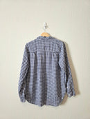 LL Bean Gingham Linen Button Up (M)