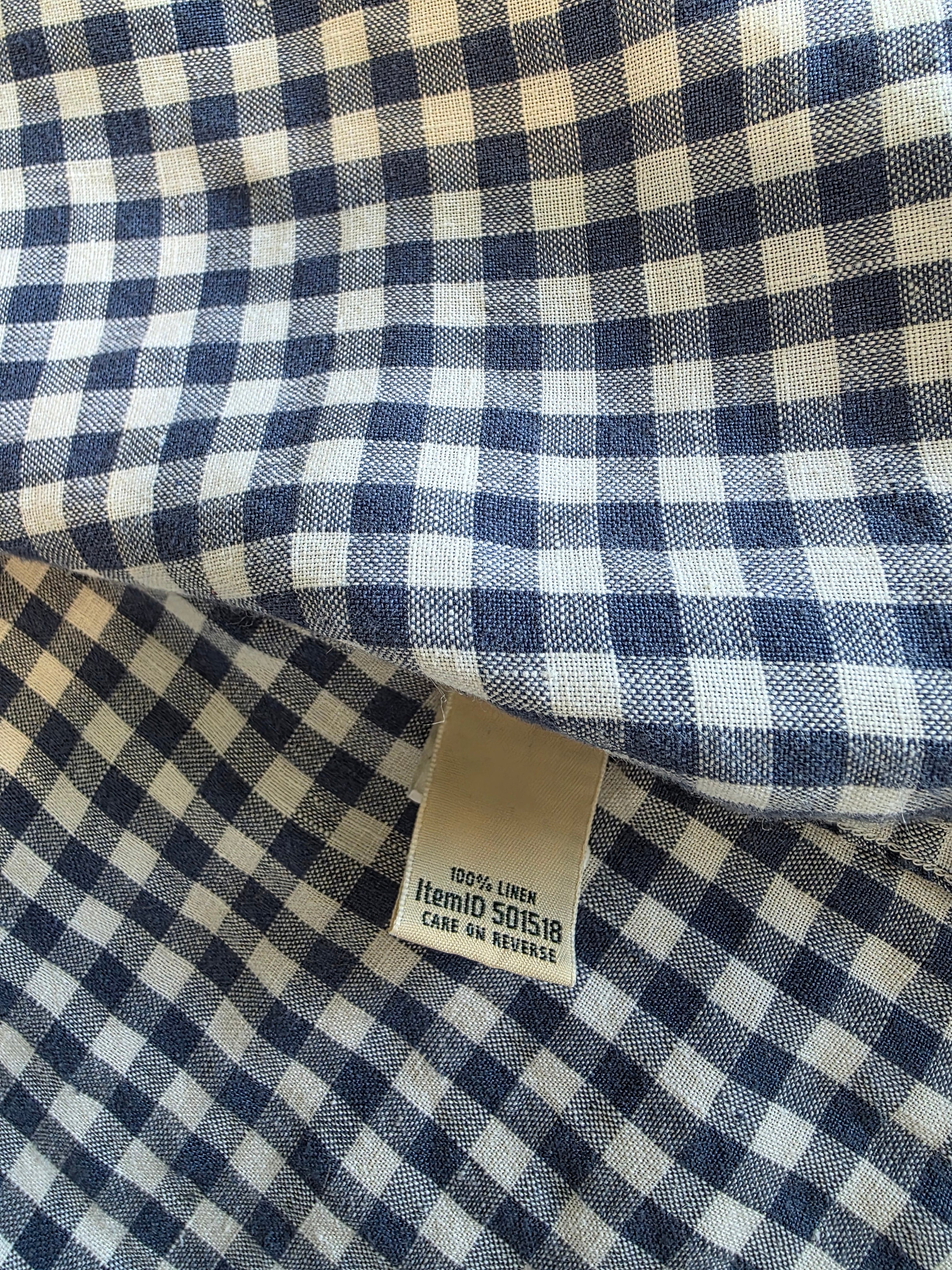 LL Bean Gingham Linen Button Up (M)