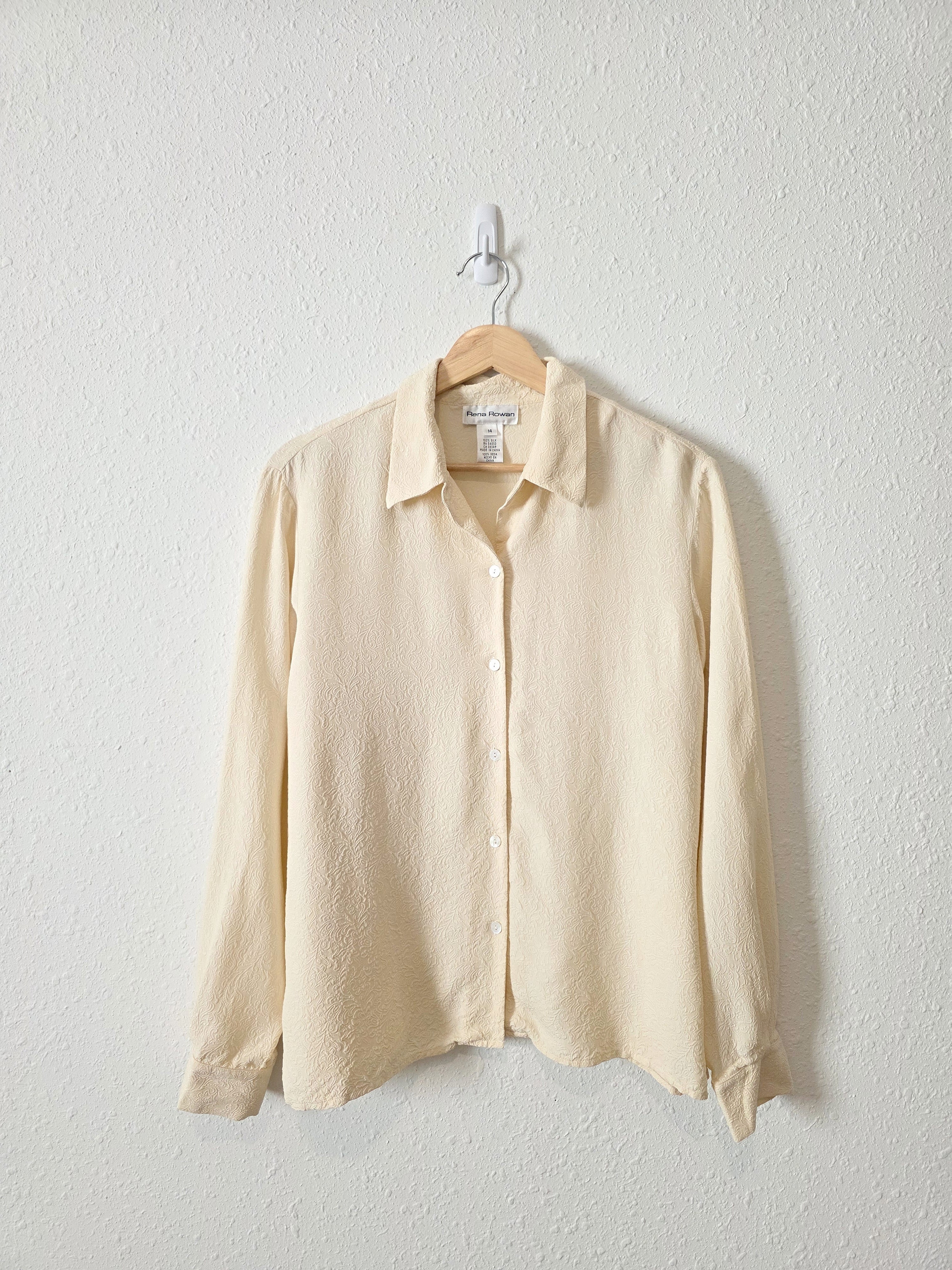 Vintage Floral Silk Button Up (M/L)