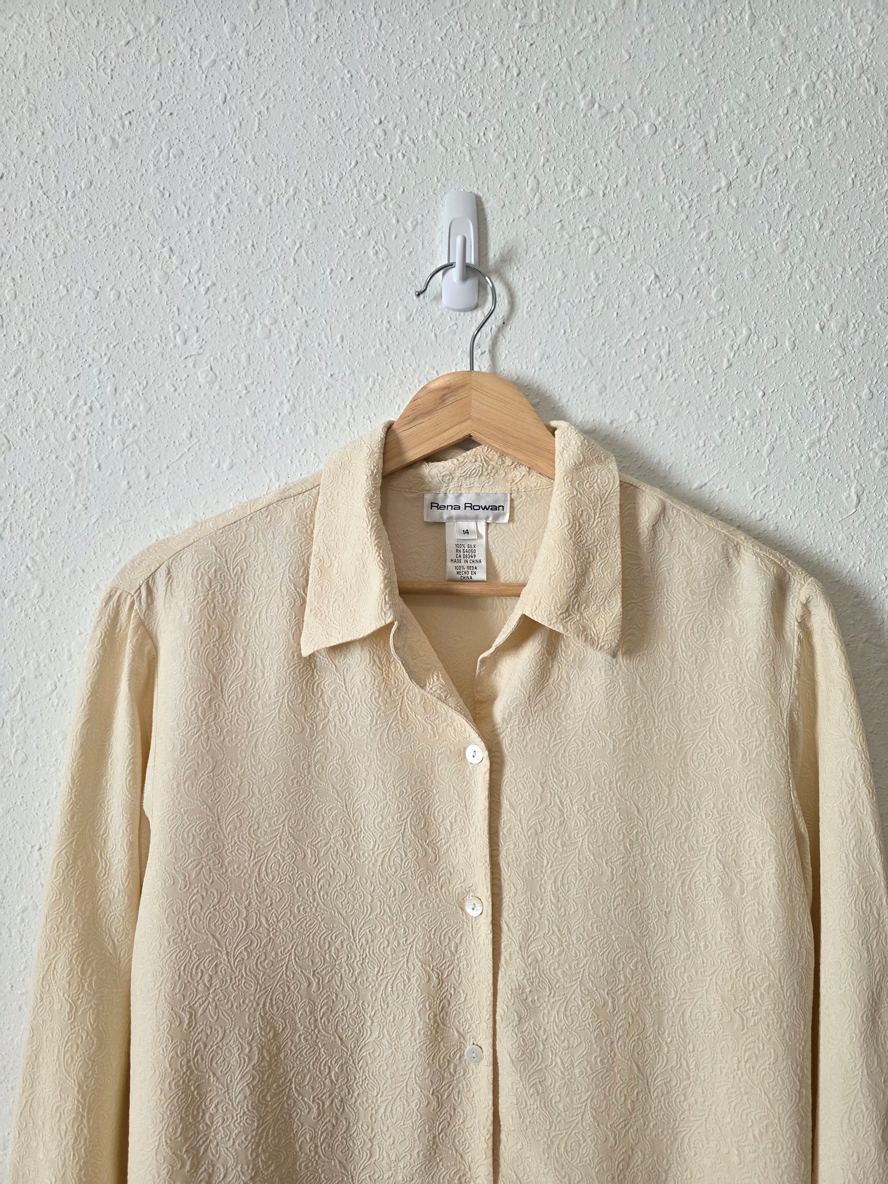 Vintage Floral Silk Button Up (M/L)
