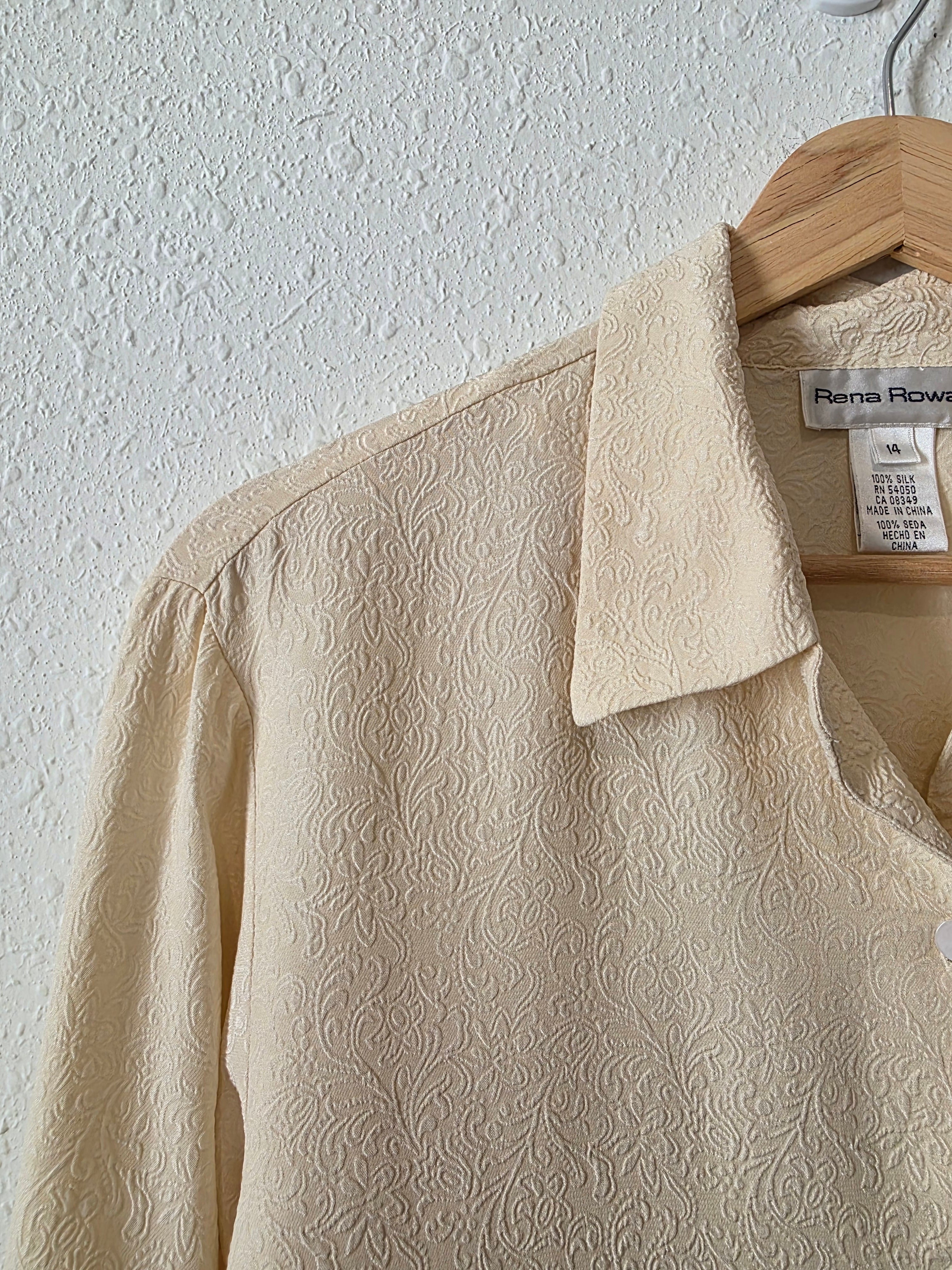 Vintage Floral Silk Button Up (M/L)
