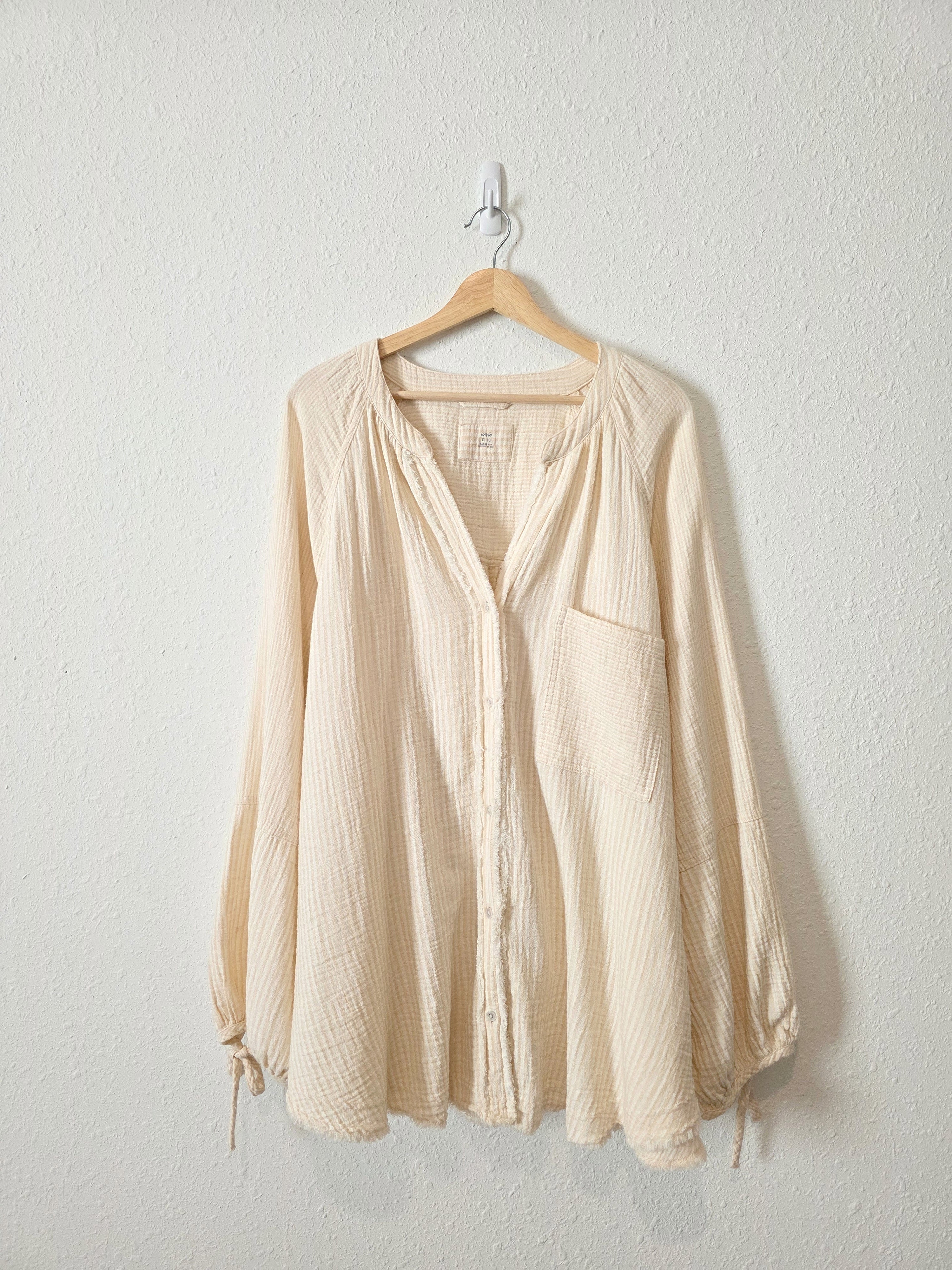 Aerie Striped Gauze Button Up (XL)