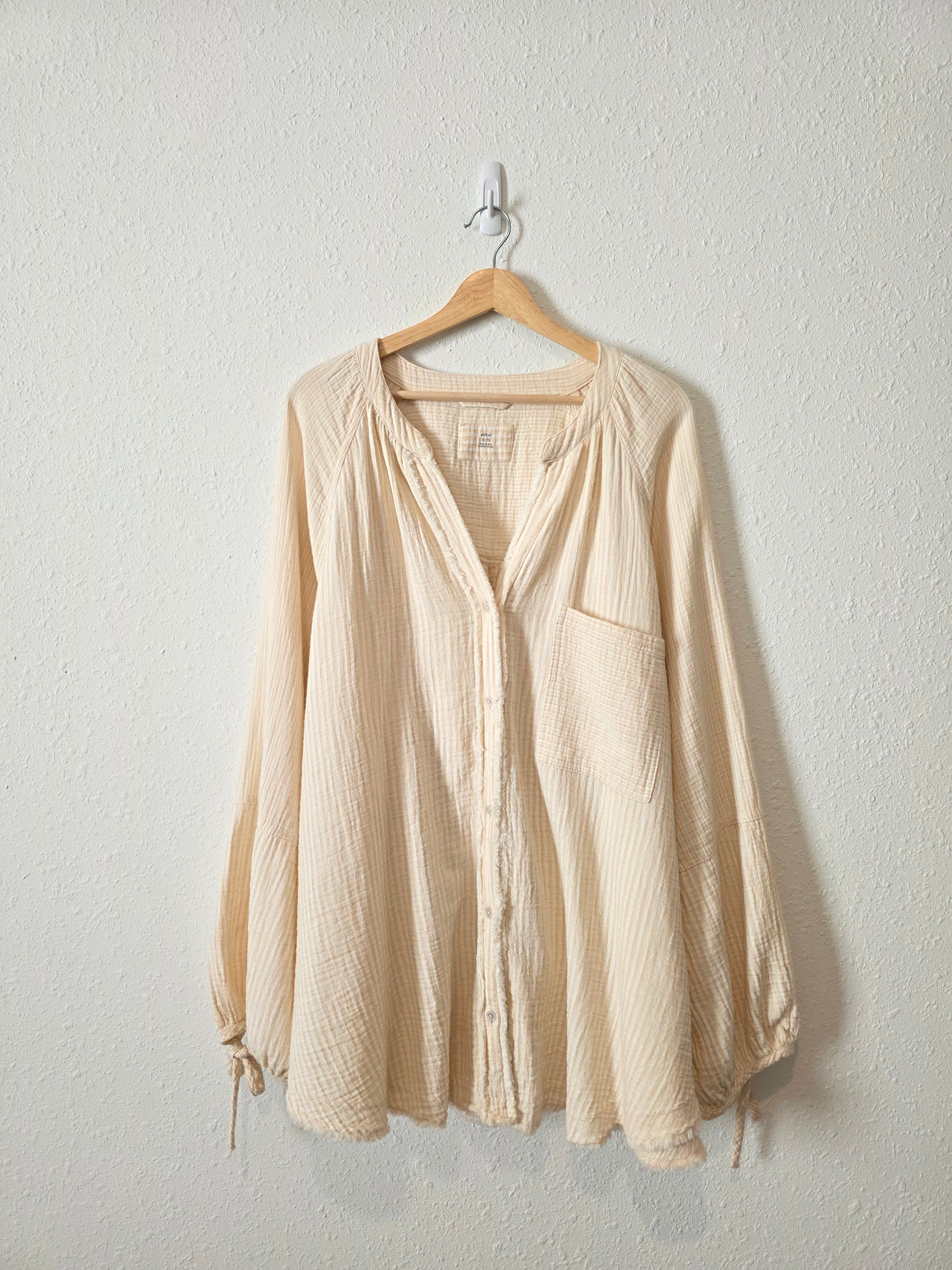 Aerie Striped Gauze Button Up (XL)