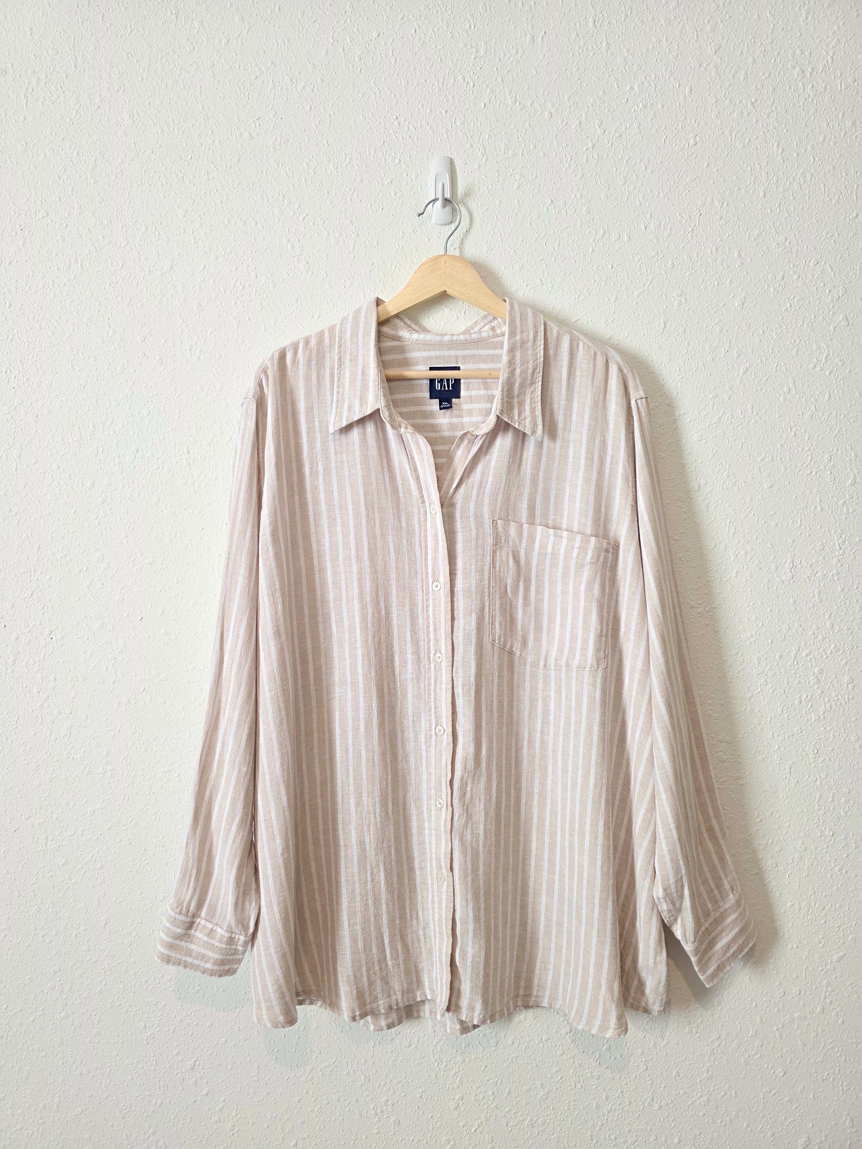 Gap Linen Blend Striped Button Up (XXL)