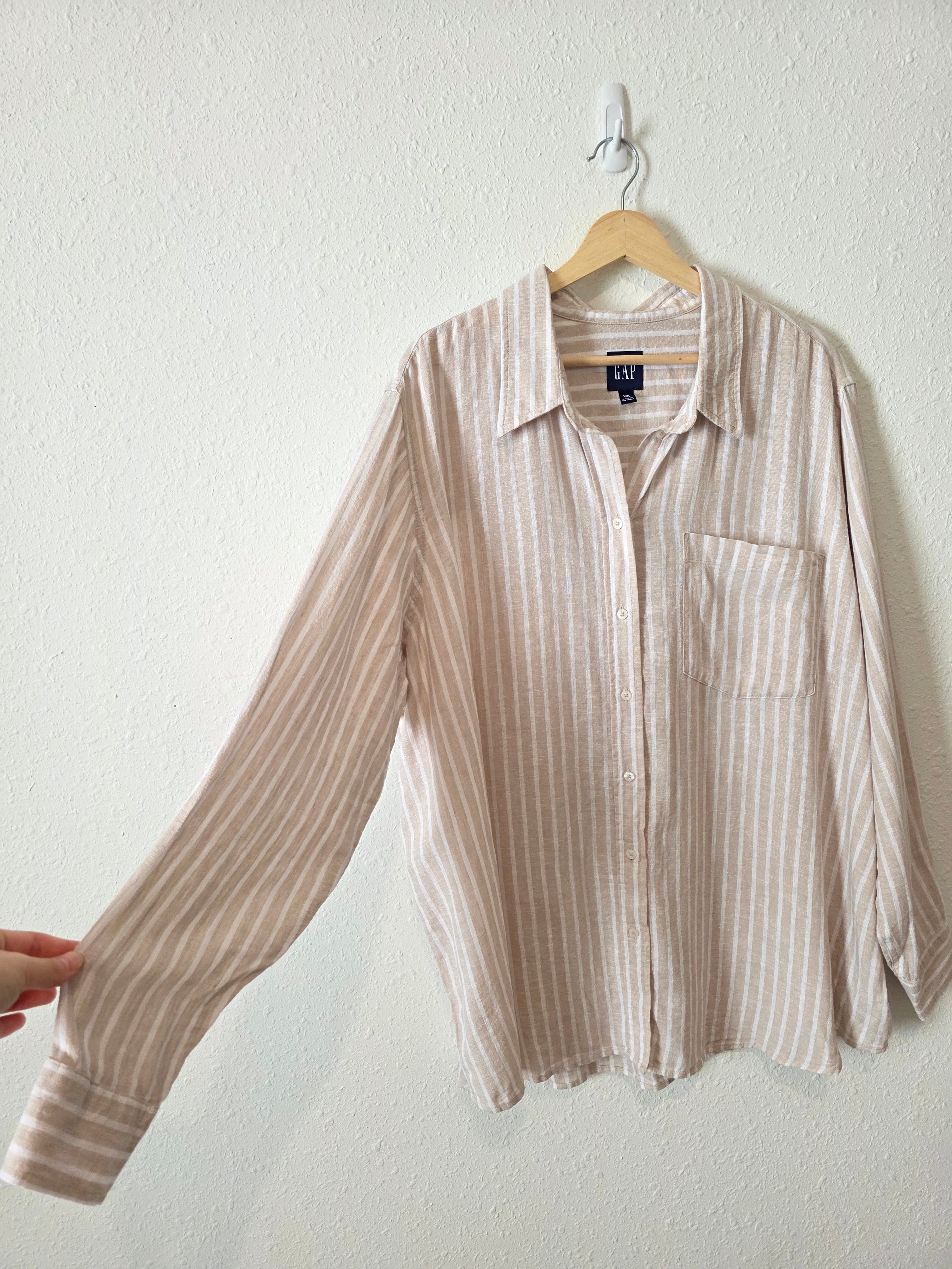 Gap Linen Blend Striped Button Up (XXL)