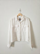 Gap White Linen Crop Shirt (L tall)