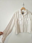 Gap White Linen Crop Shirt (L tall)