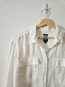 Gap White Linen Crop Shirt (L tall)