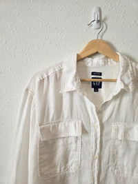 Gap White Linen Crop Shirt (L tall)