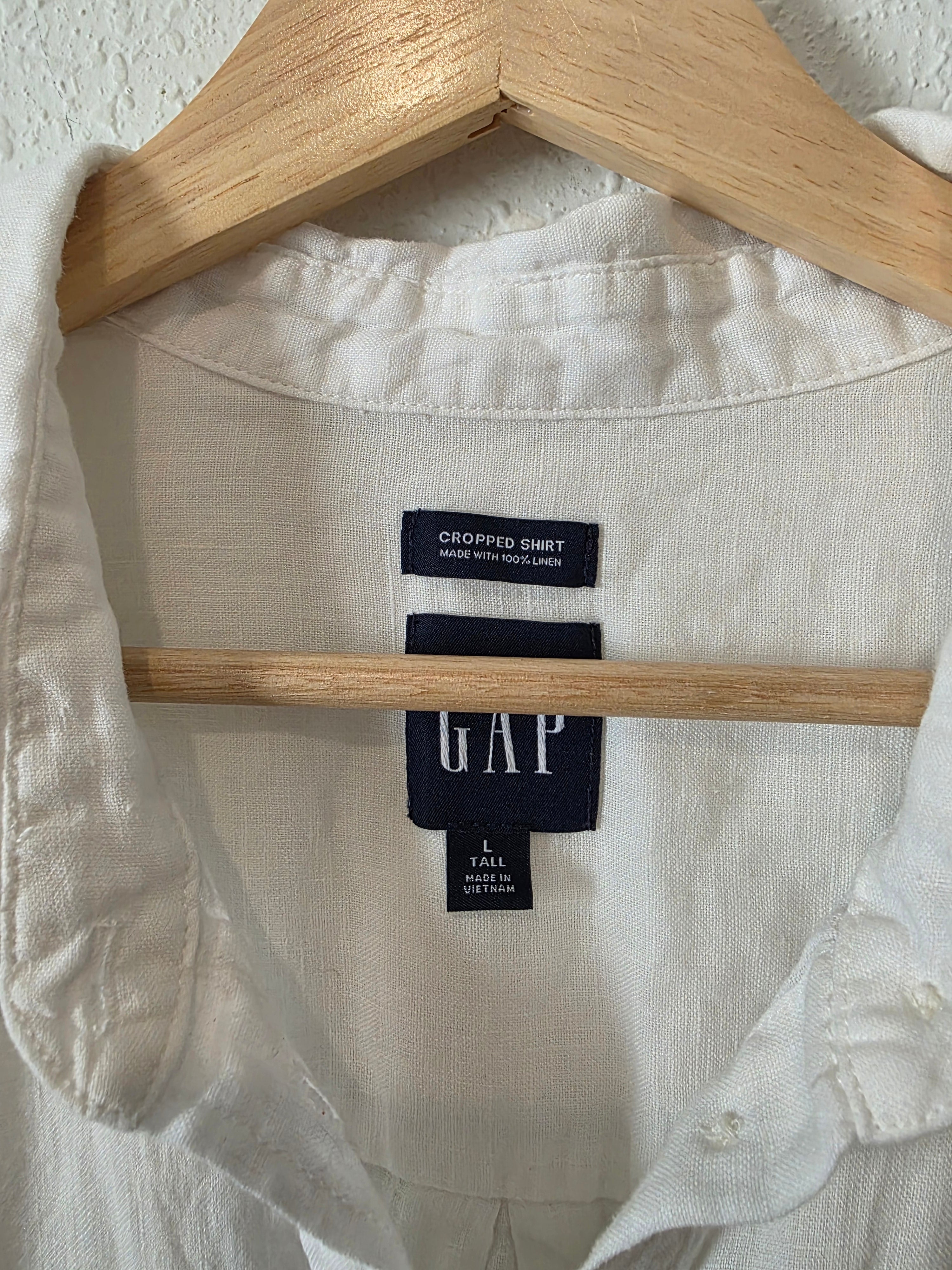 Gap White Linen Crop Shirt (L tall)