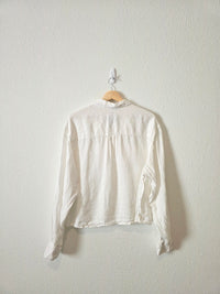 Gap White Linen Crop Shirt (L tall)