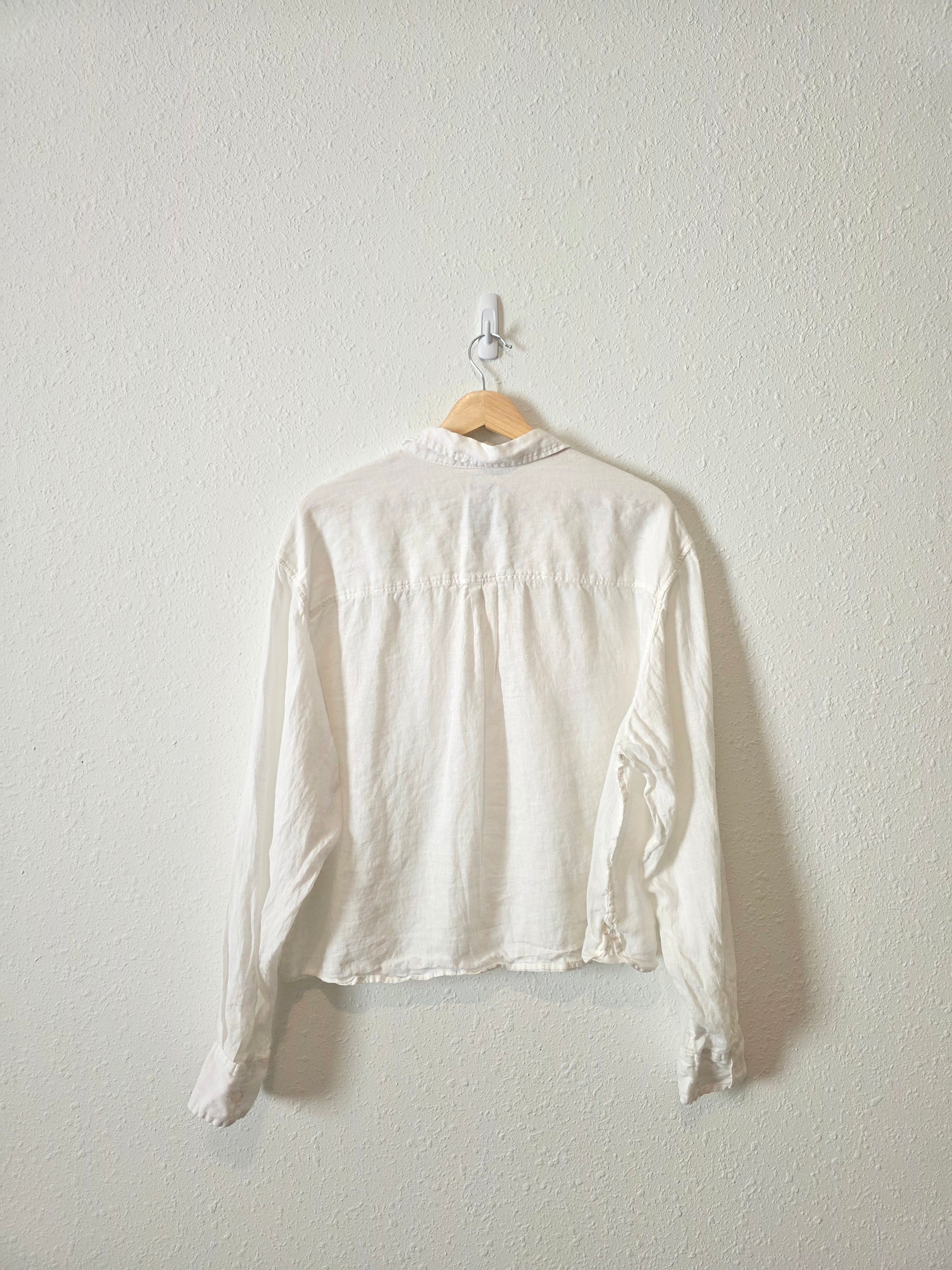 Gap White Linen Crop Shirt (L tall)