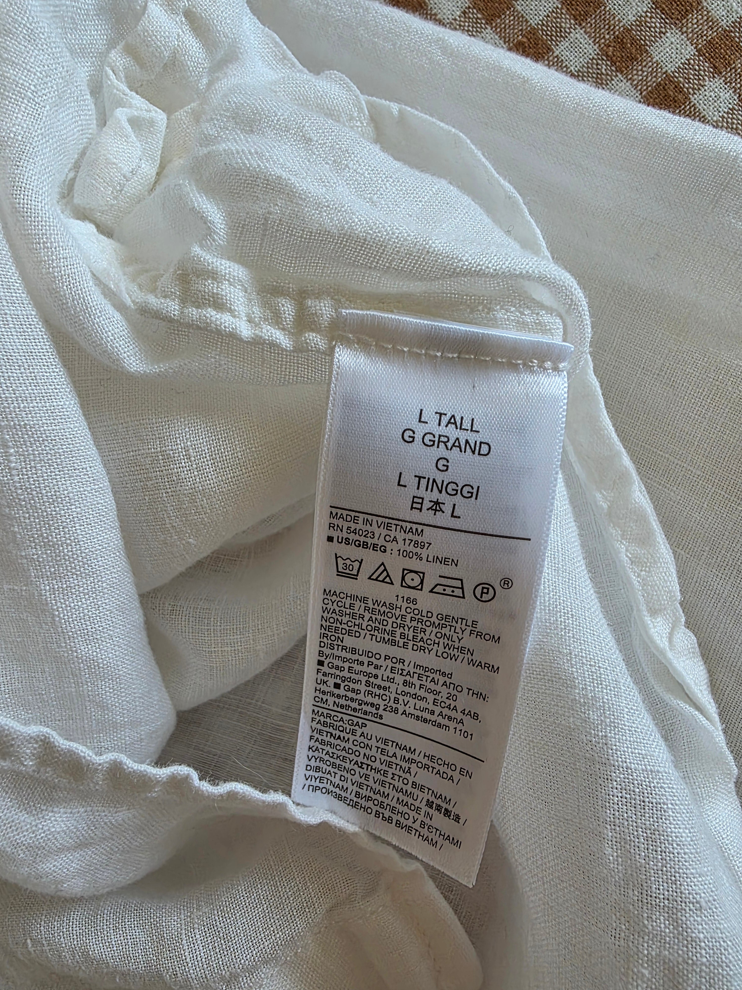 Gap White Linen Crop Shirt (L tall)