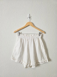 White High Rise Linen Shorts (M/L)