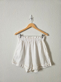White High Rise Linen Shorts (M/L)
