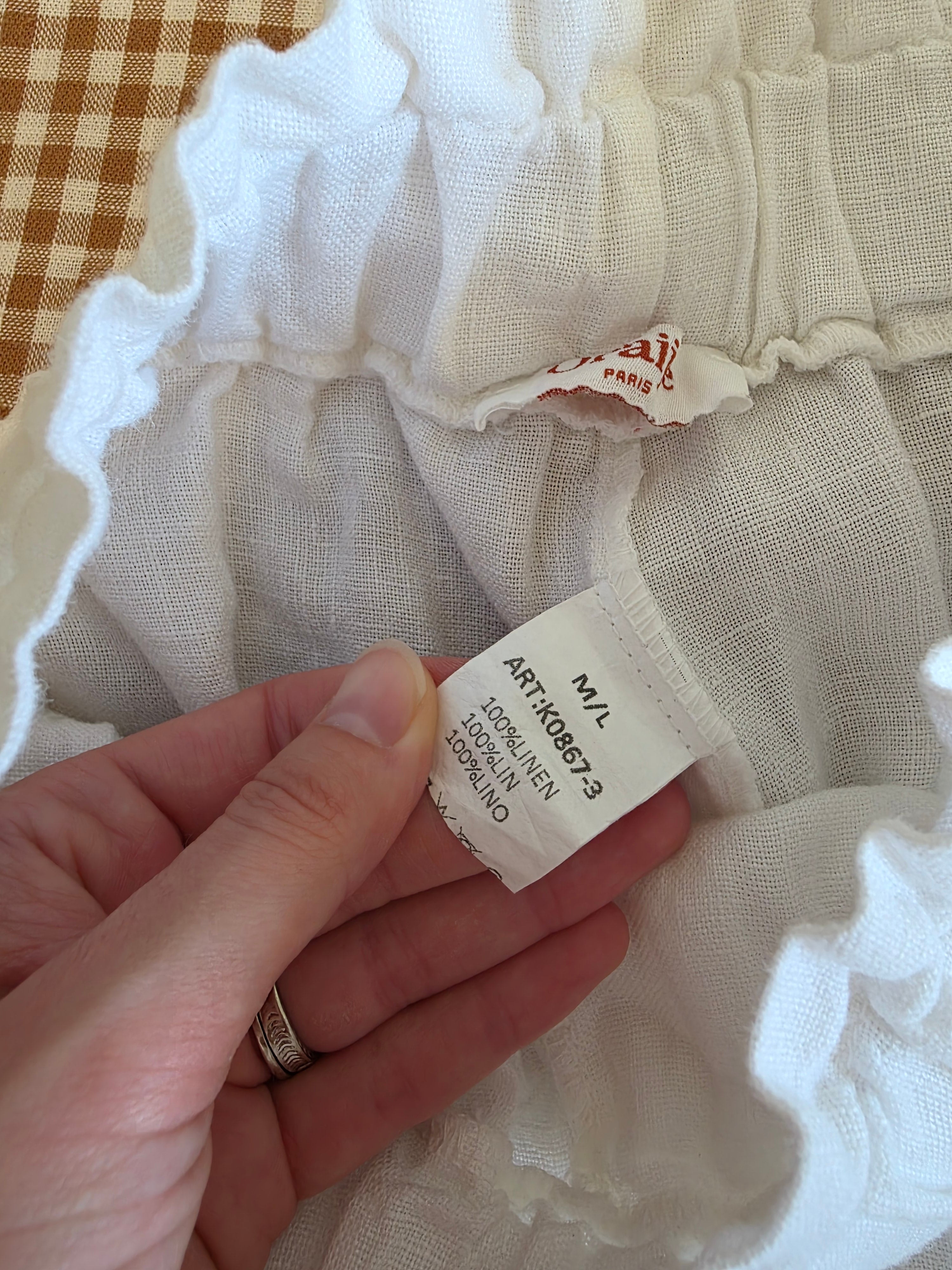 White High Rise Linen Shorts (M/L)