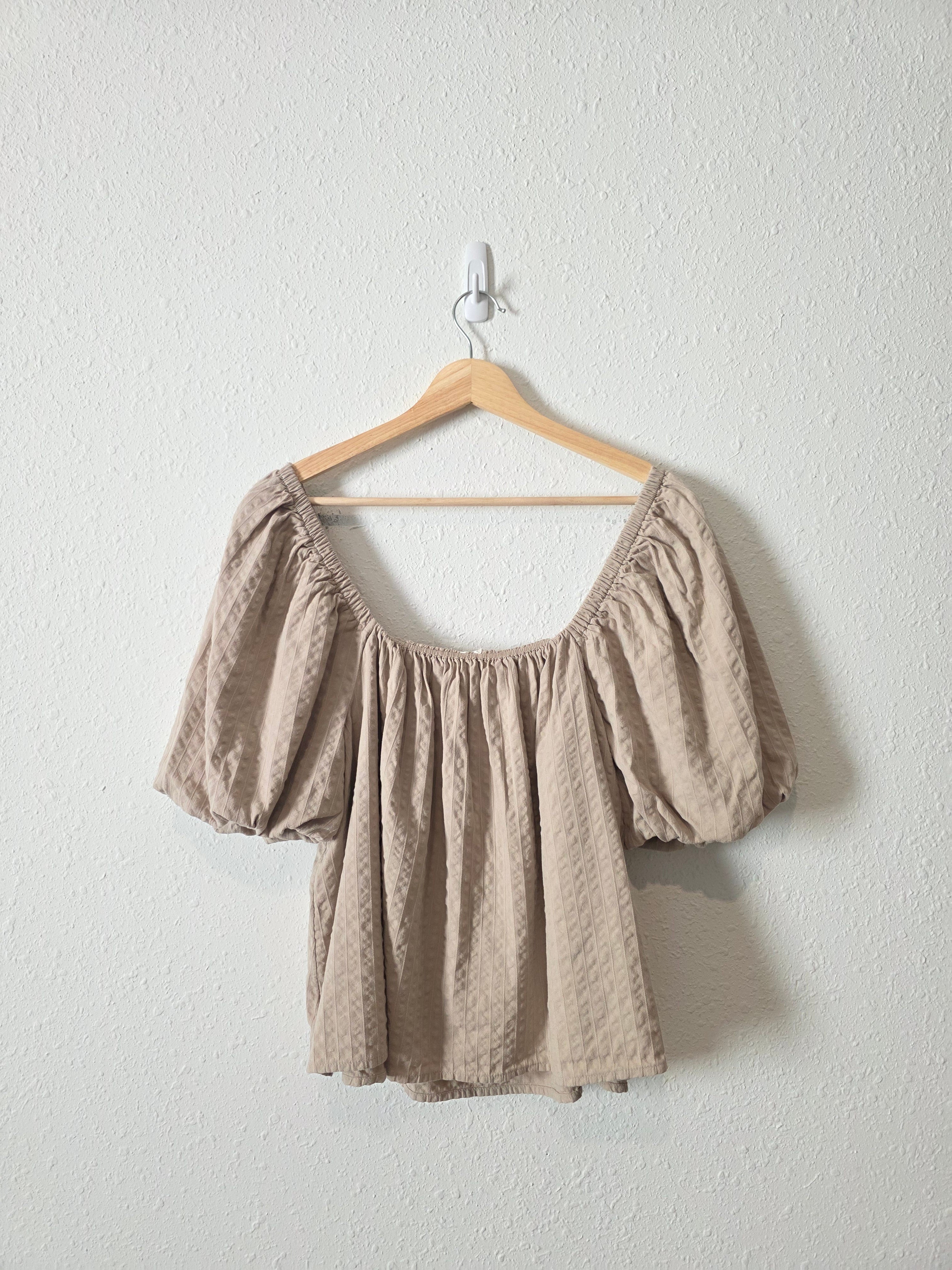 Aerie Textured Puff Sleeve Top (XL)