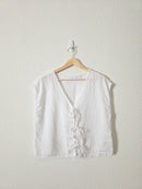 White Linen Tie Front Top (L)