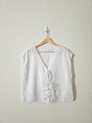 White Linen Tie Front Top (L)
