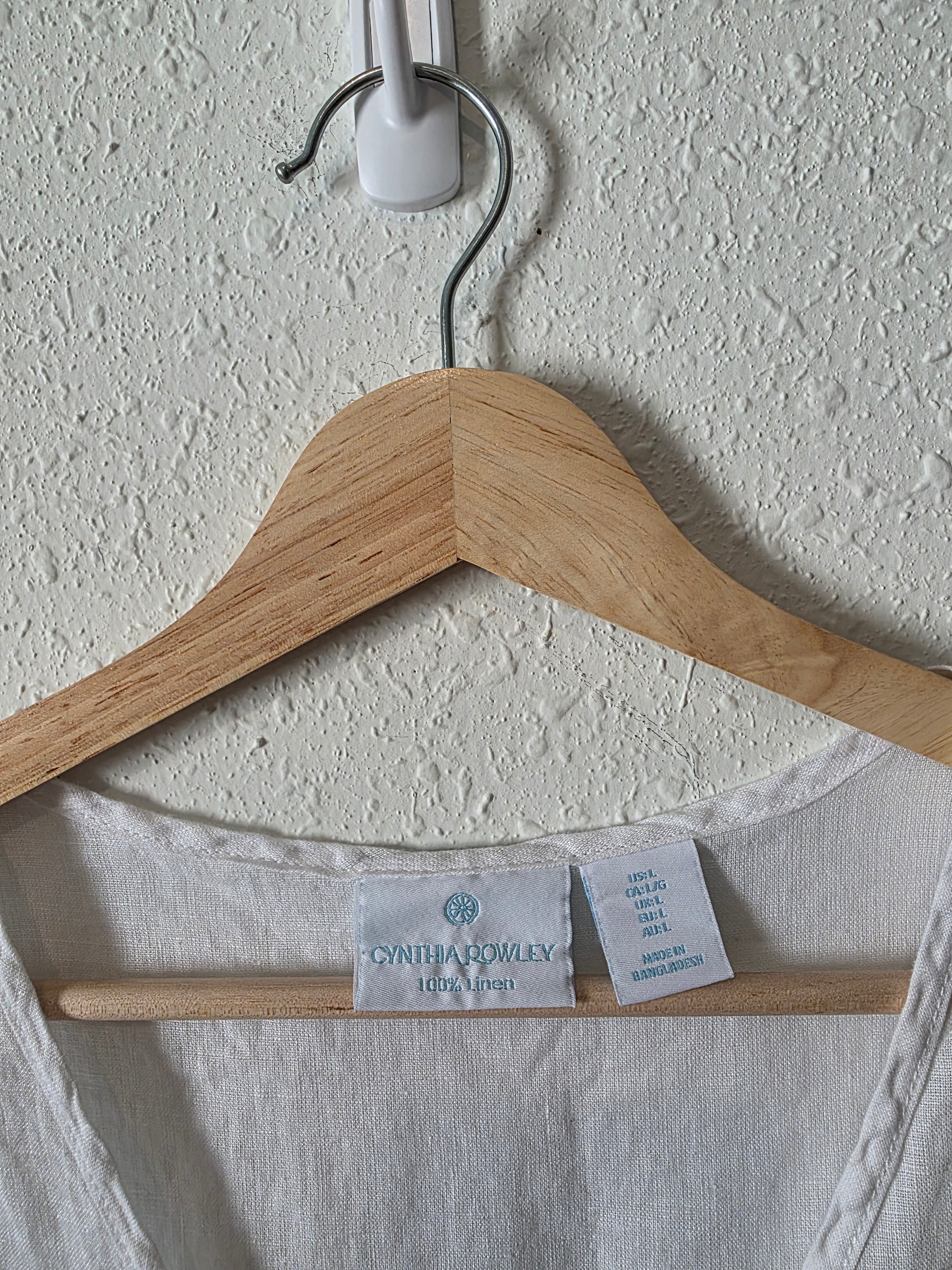 White Linen Tie Front Top (L)