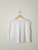 White Linen Tie Front Top (L)