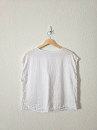 White Linen Tie Front Top (L)