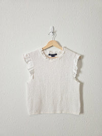 White Smocked Cotton Top (L)