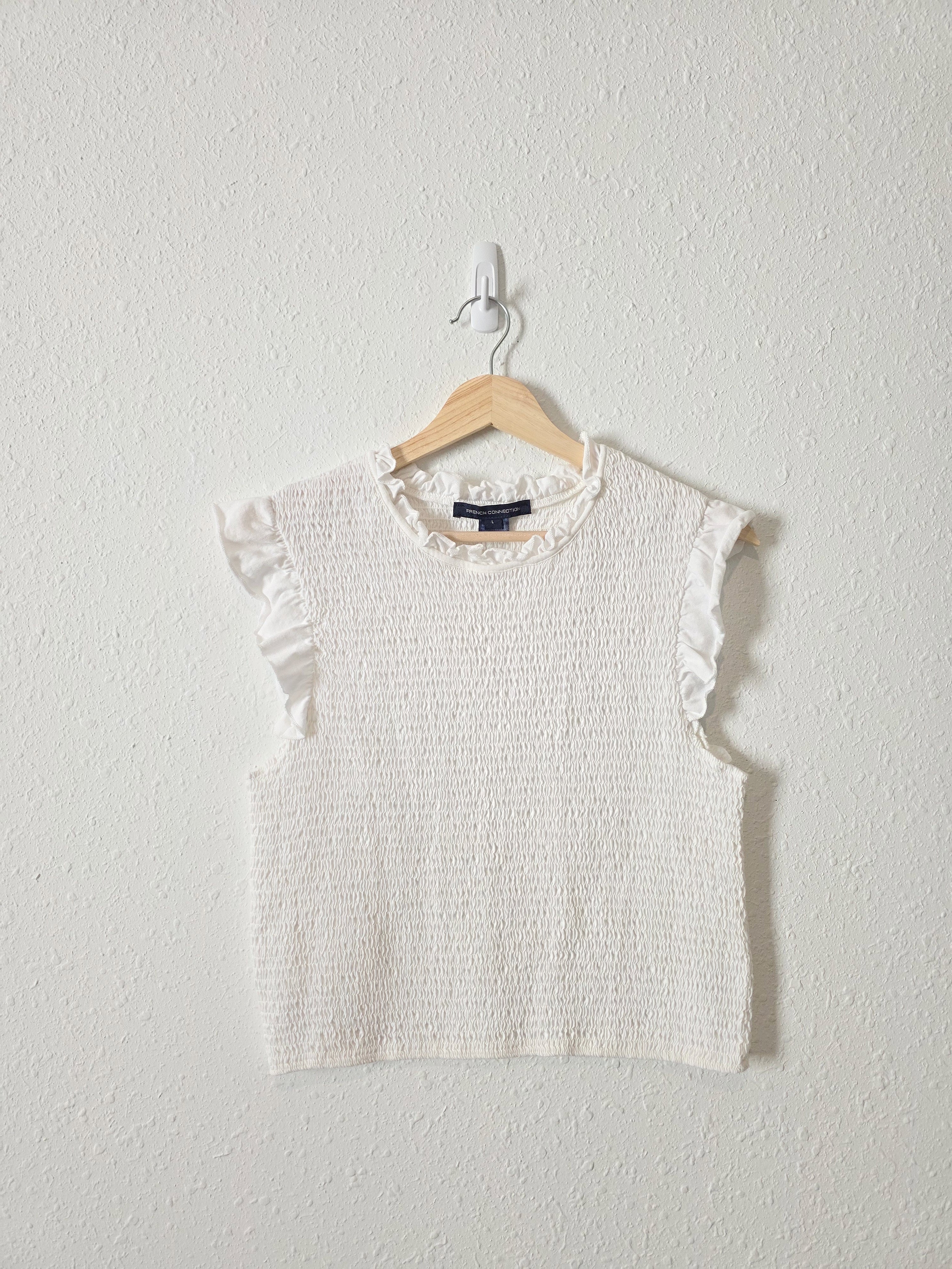 White Smocked Cotton Top (L)