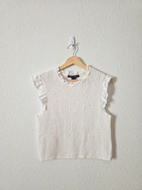 White Smocked Cotton Top (L)