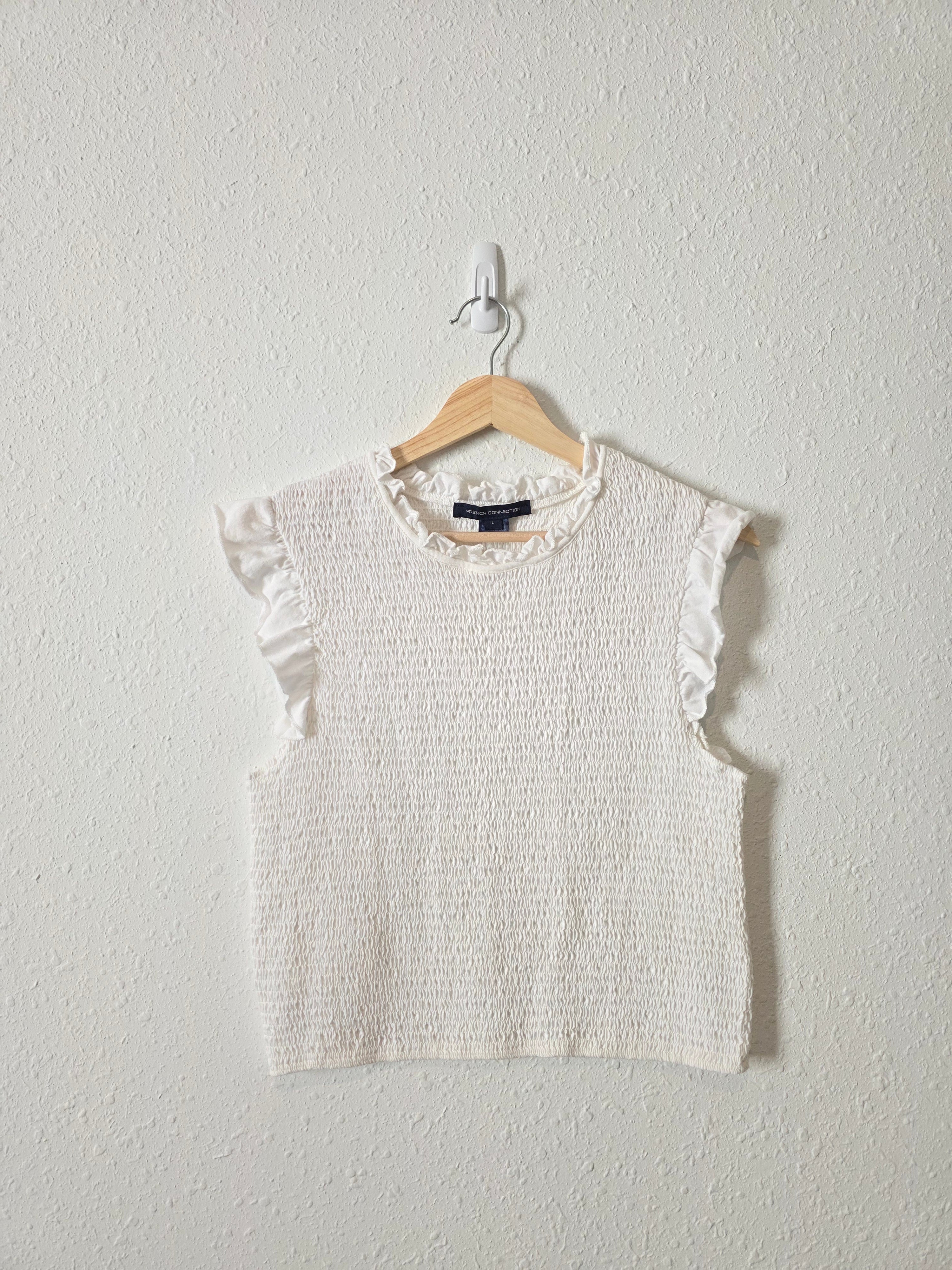 White Smocked Cotton Top (L)
