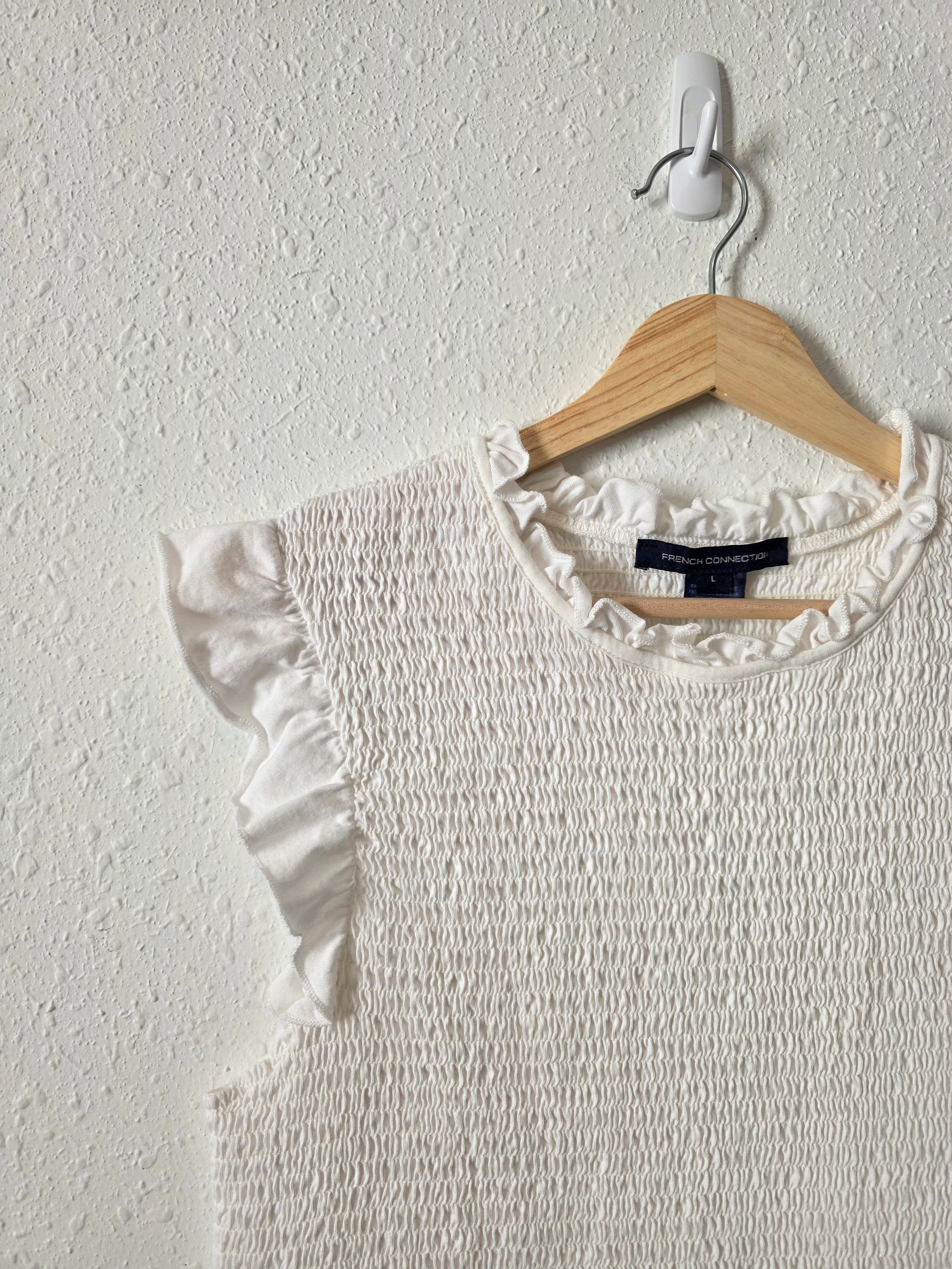 White Smocked Cotton Top (L)