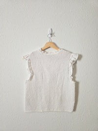 White Smocked Cotton Top (L)