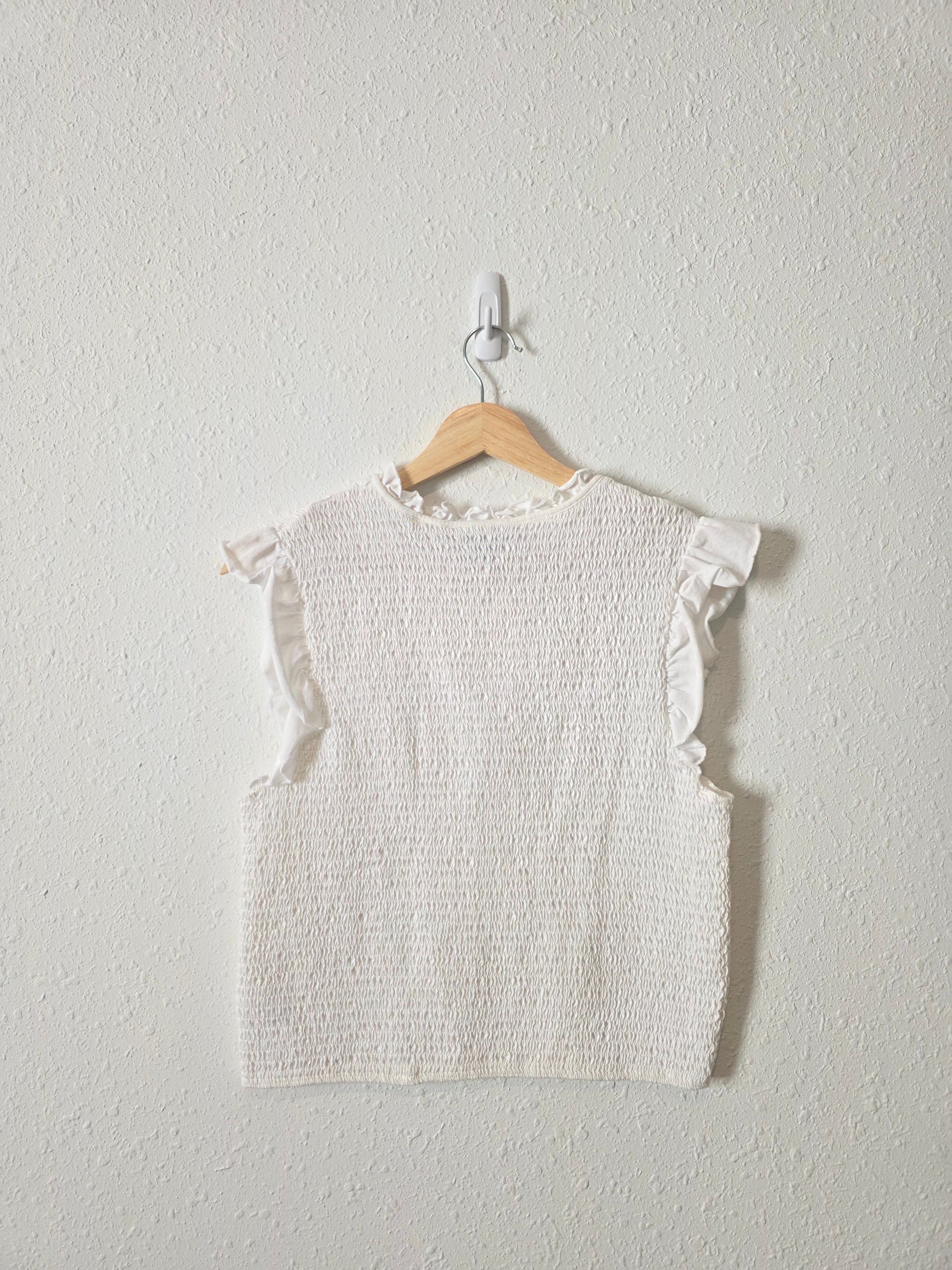 White Smocked Cotton Top (L)