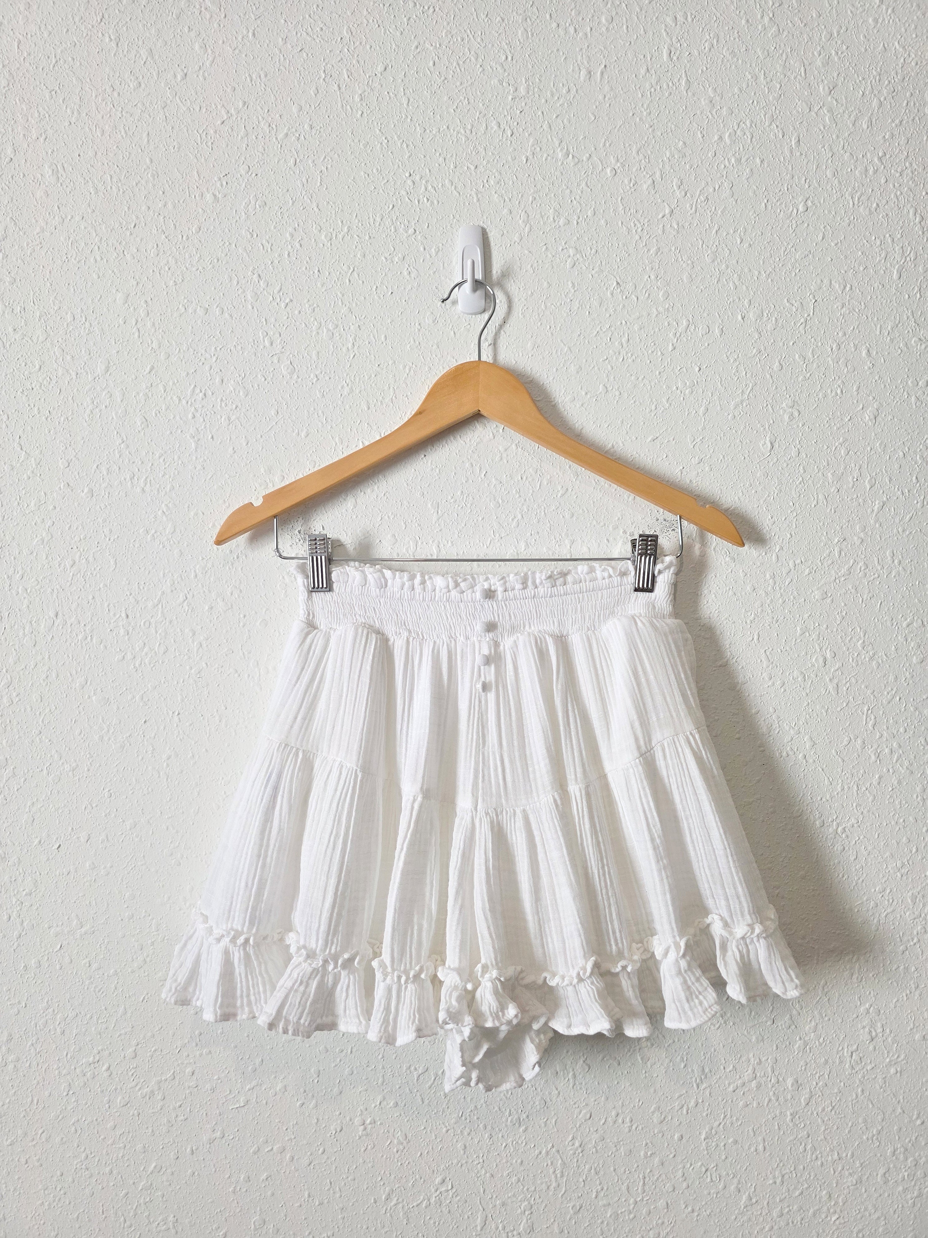 White Cotton Gauze Shorts (XS)