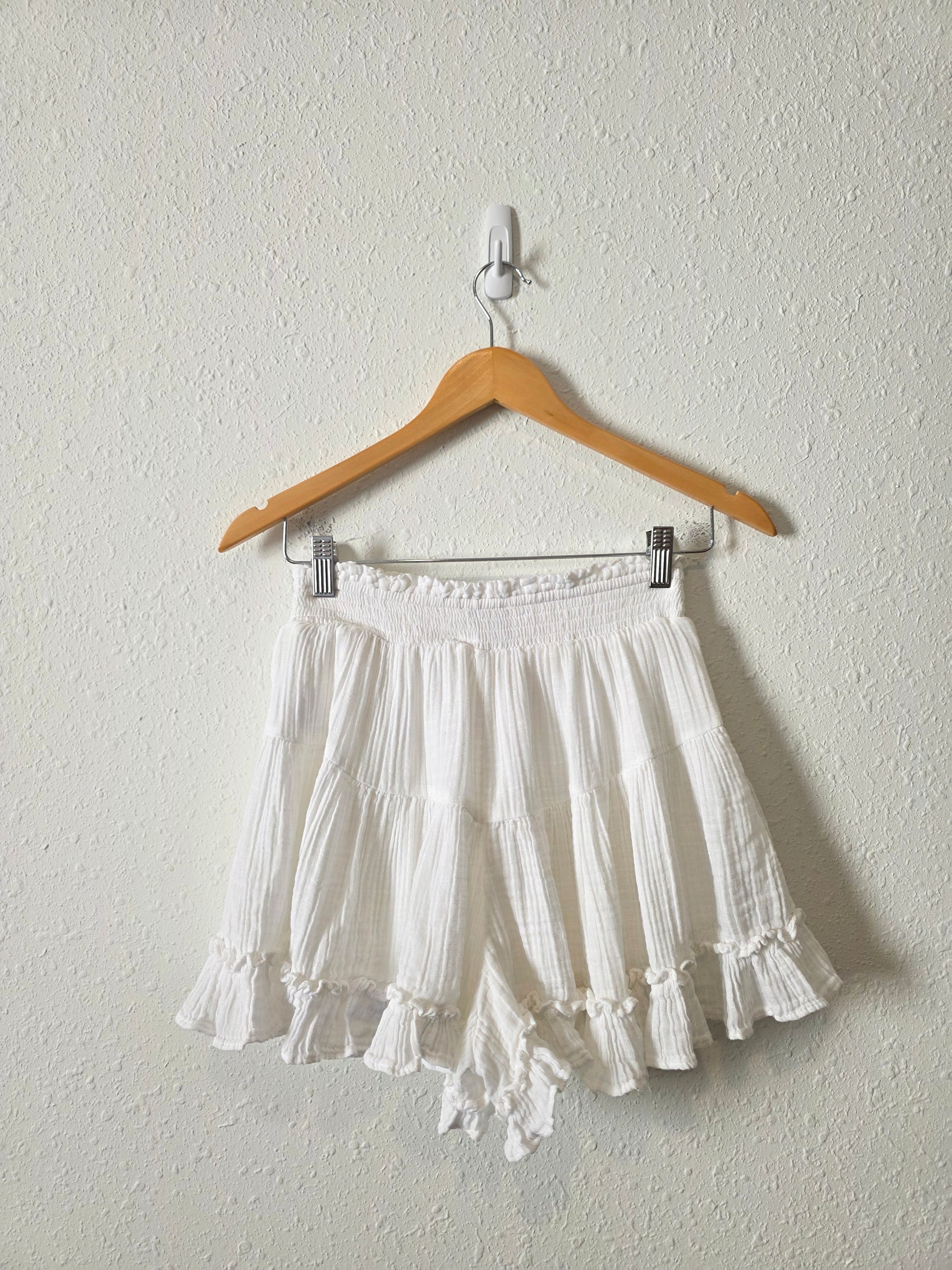 White Cotton Gauze Shorts (XS)
