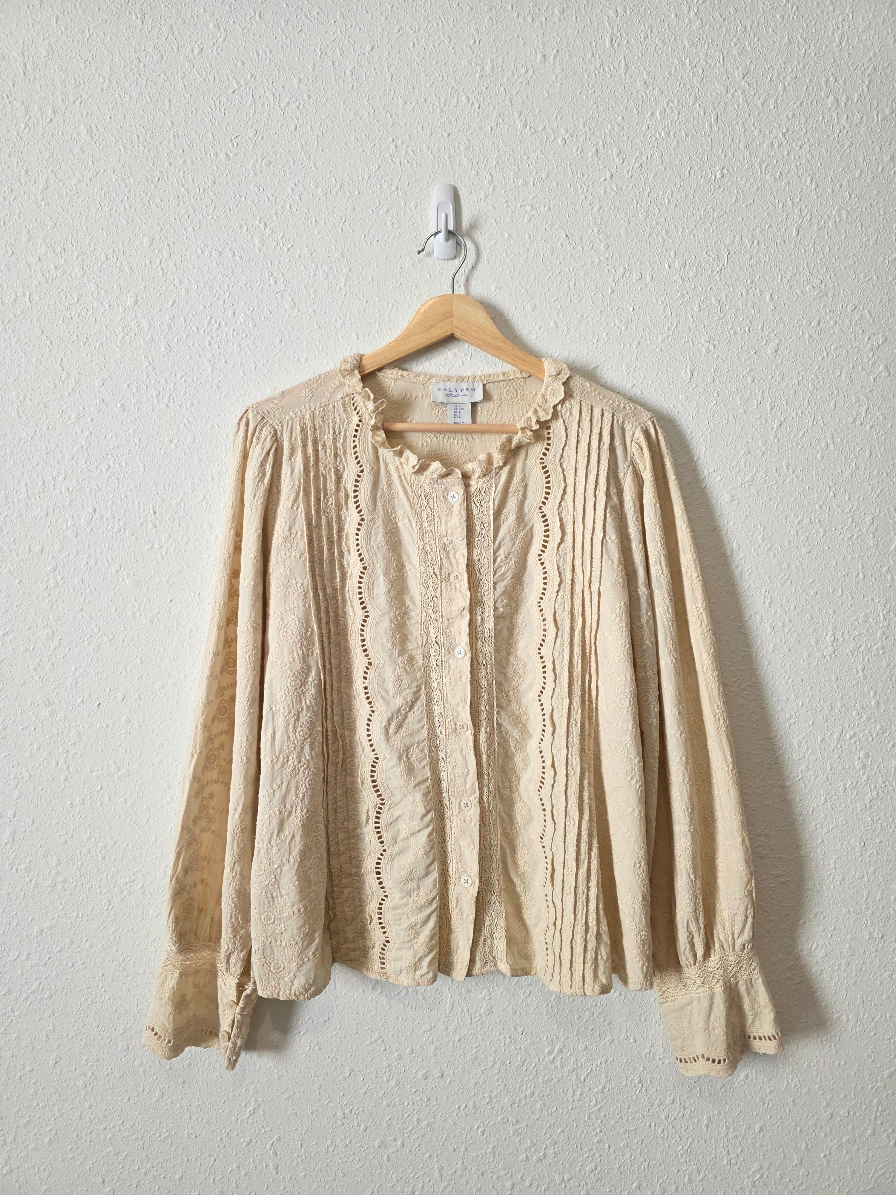 Calypso Embroidered Cotton Top (L)