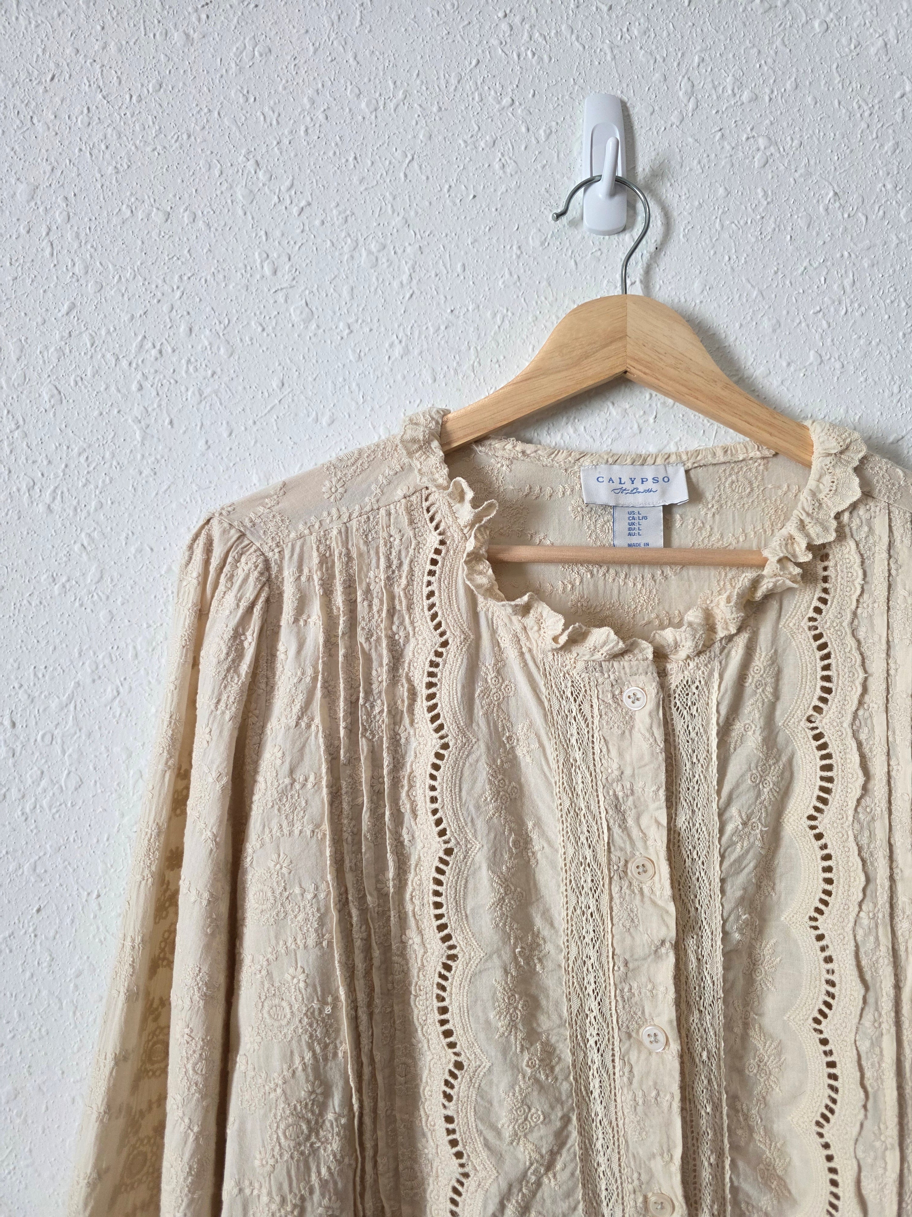 Calypso Embroidered Cotton Top (L)