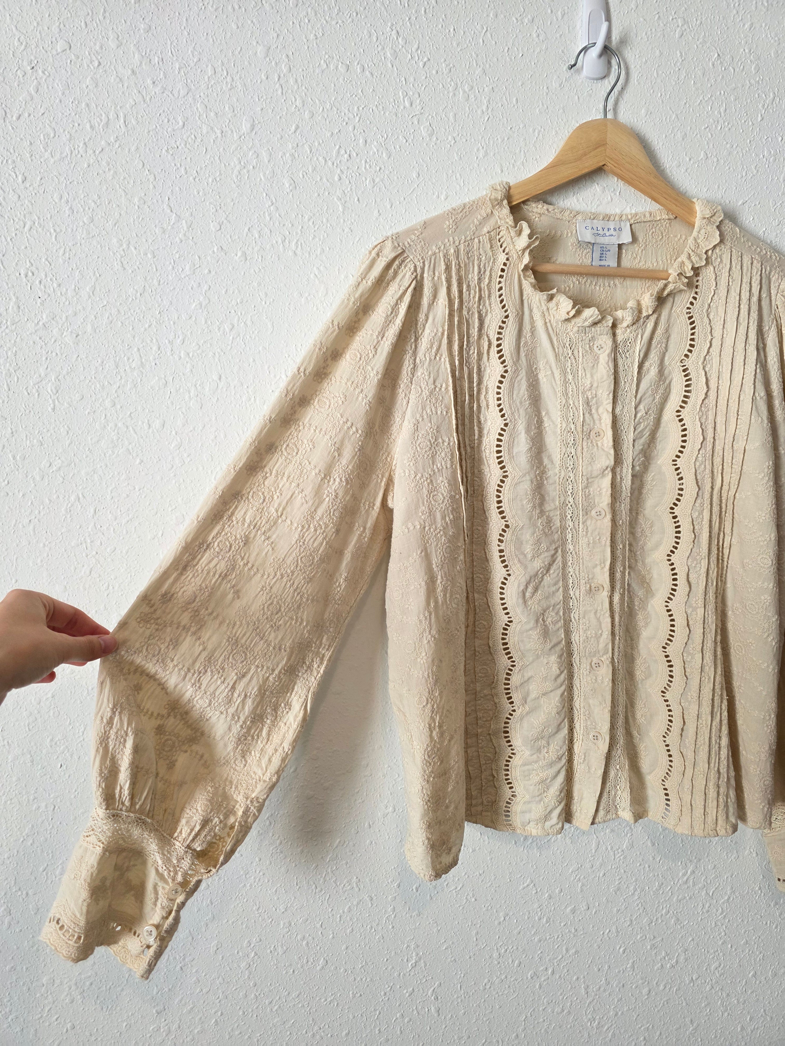 Calypso Embroidered Cotton Top (L)