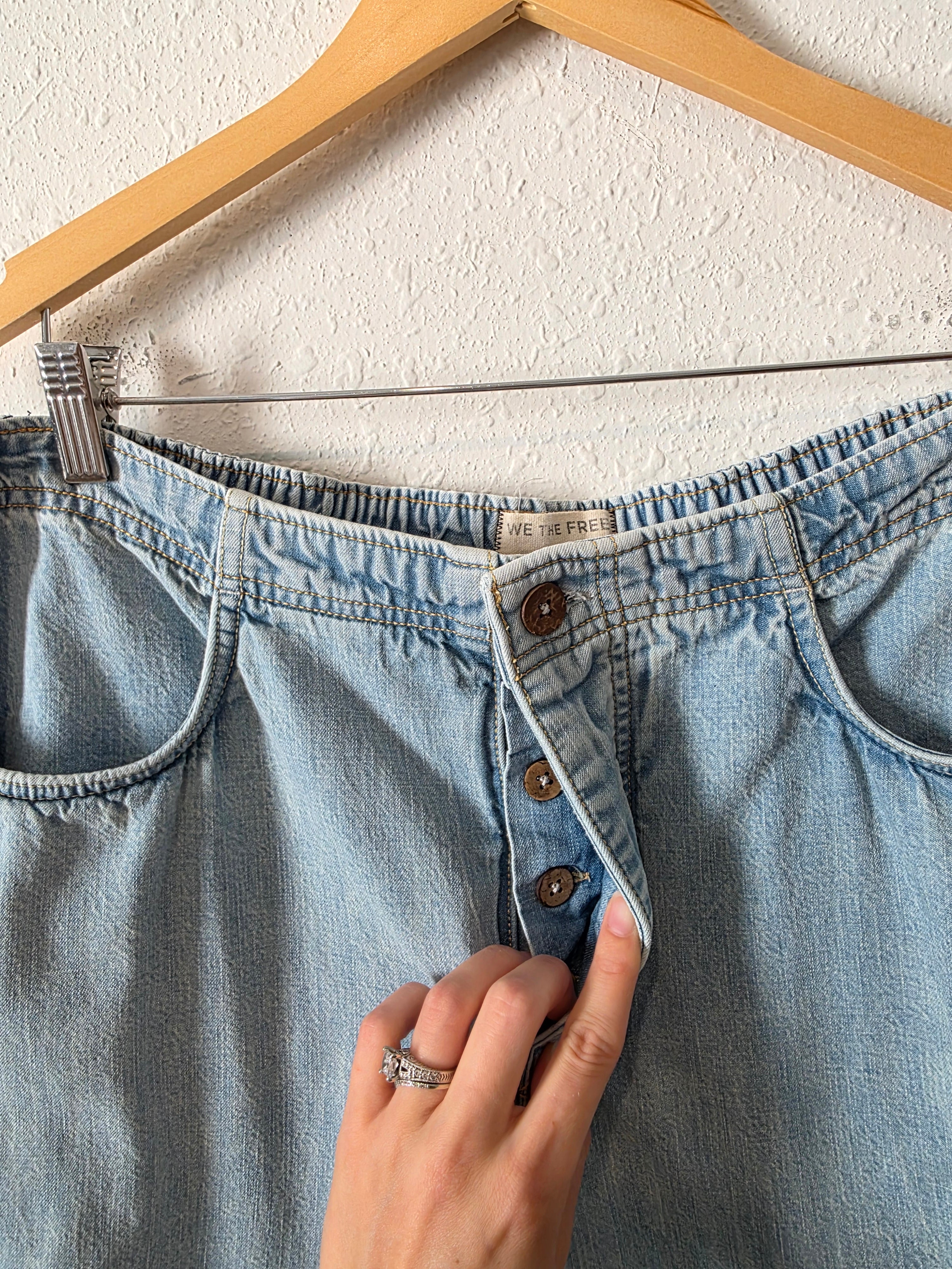 Free People Wide Leg Bloomer Jeans (L)