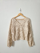 Crochet Knit Button Up Top (S/M)
