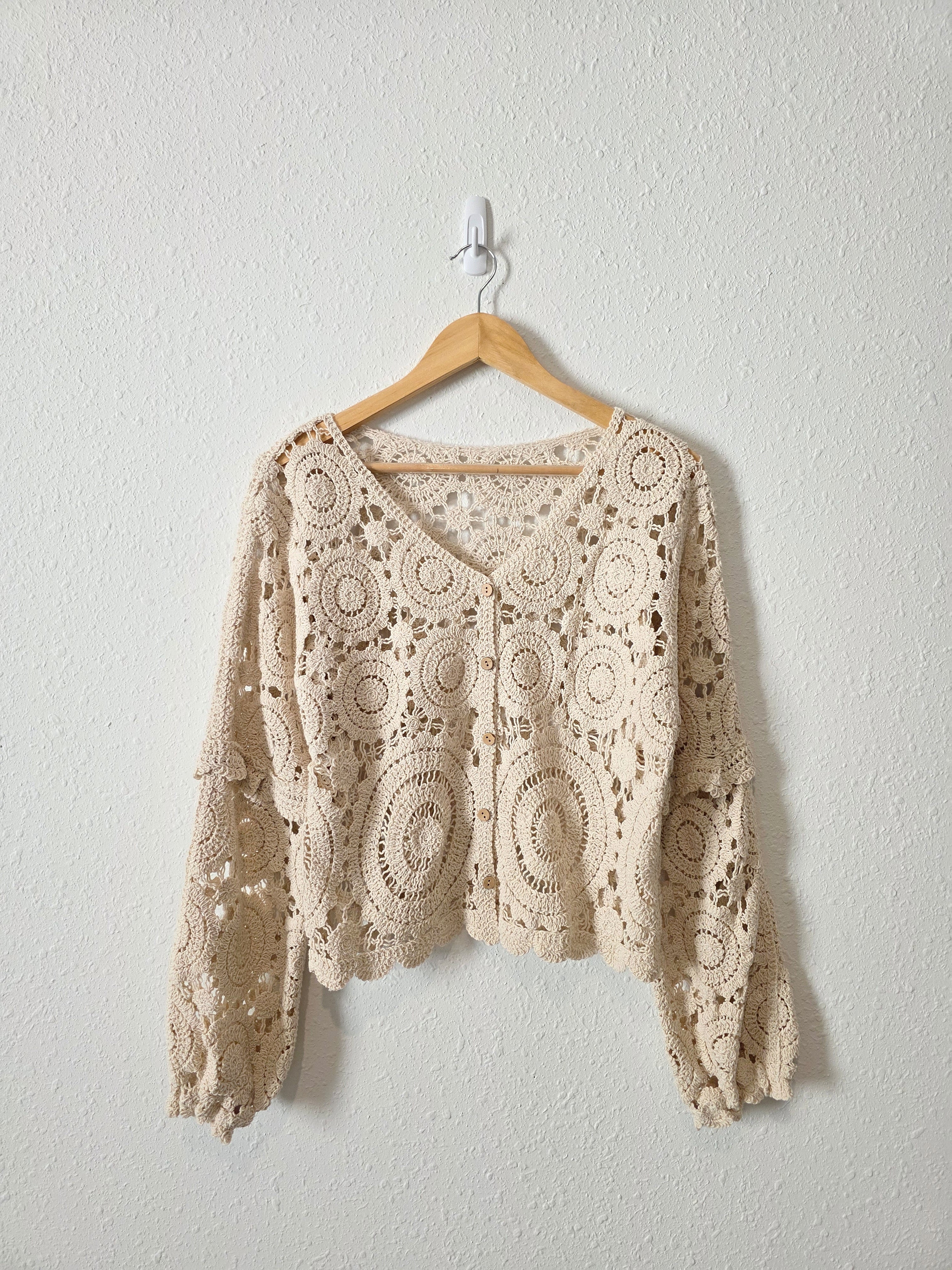 Crochet Knit Button Up Top (S/M)
