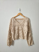 Crochet Knit Button Up Top (S/M)