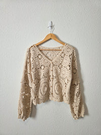 Crochet Knit Button Up Top (S/M)