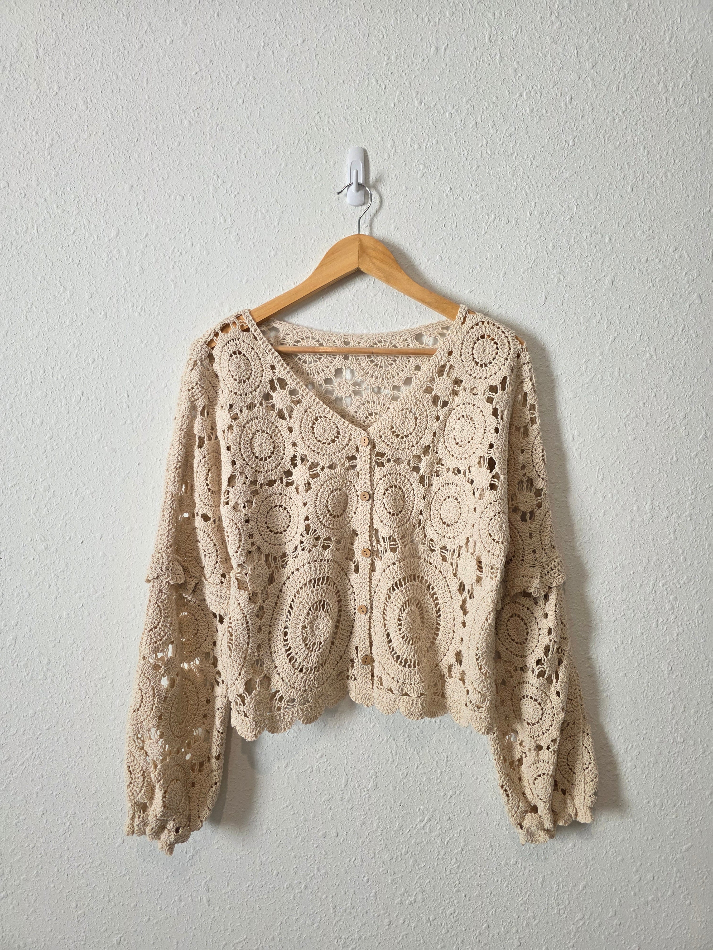 Crochet Knit Button Up Top (S/M)