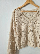 Crochet Knit Button Up Top (S/M)